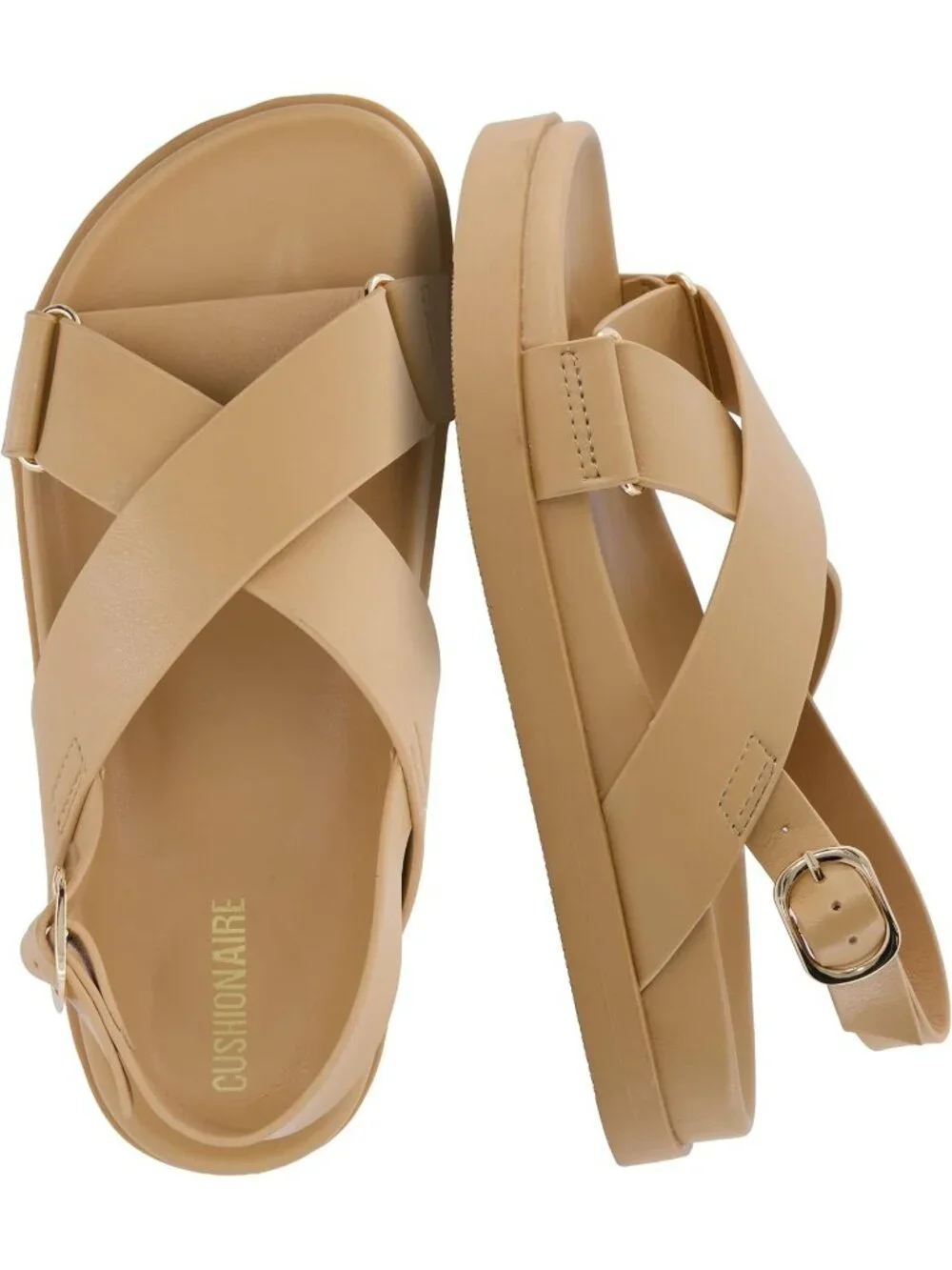 Women's Tan Comfortable Arch Support Foam Eden Footbed Platform Sandal Shoes